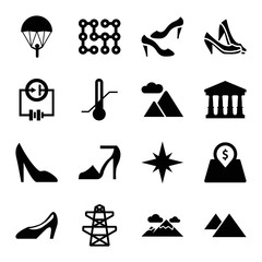 High icons. set of 16 editable filled high icons