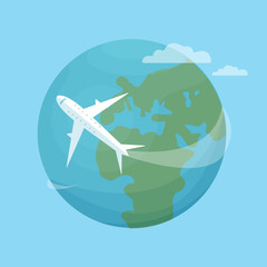 Naklejka premium Plane and planet.