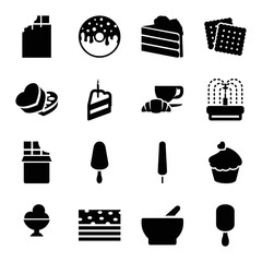 Chocolate icons. set of 16 editable filled chocolate icons