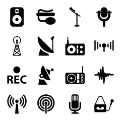 Fototapeta premium Radio icons. set of 16 editable filled radio icons