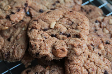cookies  chocolate nut closeup