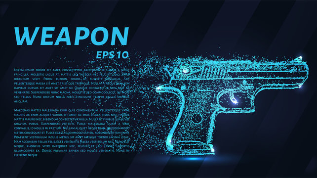 The gun of the particles. The weapon consists of circles and points. Vector illustration.
