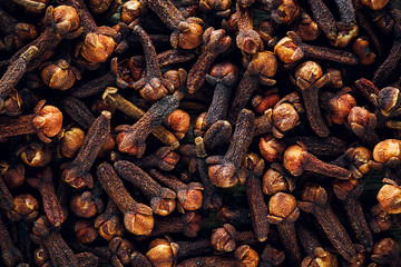 Raw organic brown dried cloves background
