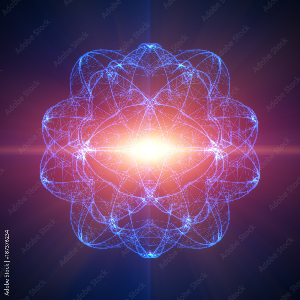 Poster abstract geometric figure with multiple connections.