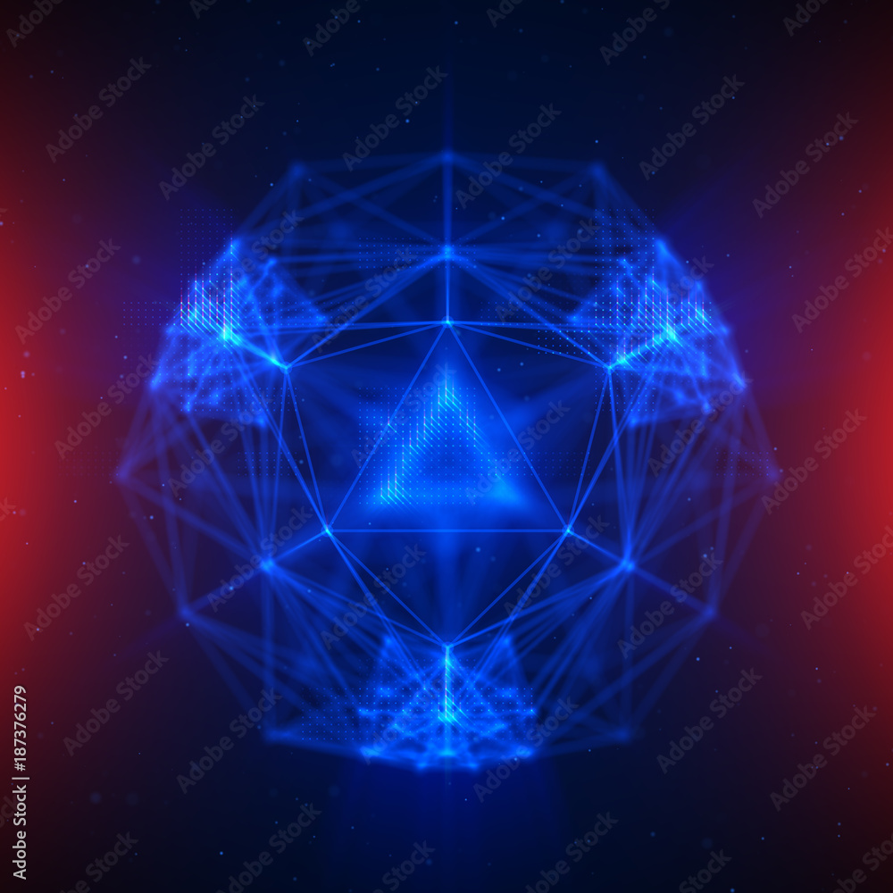Poster abstract geometric figure with multiple connections.