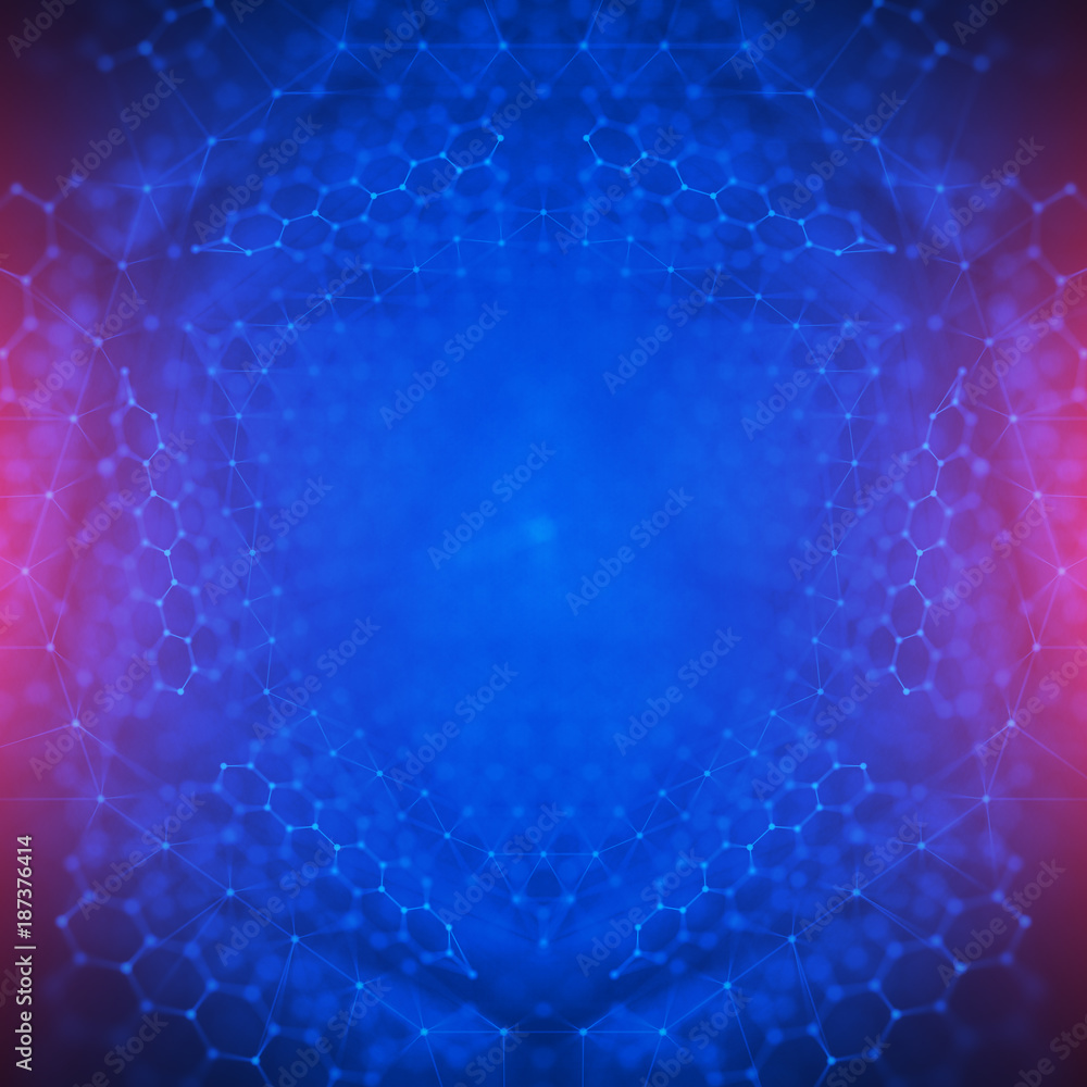 Poster abstract geometric figure with multiple connections.