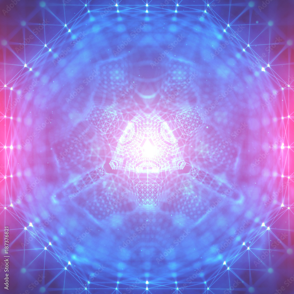 Poster abstract geometric figure with multiple connections.