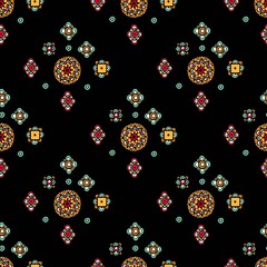 Original mosaic drawing tribal doddle ethnic pattern. Seamless background with geometric elements. Used clipping mask for easy editing.