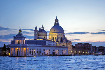 Fototapeta na wymiar Venice by Night with Church of the Most Holy Redeemer