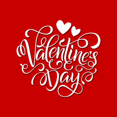 Postcard with a unique lettering for Valentine's Day. Vector illustration with isolated elements