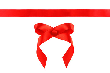 Red bow and ribbon isolated on white background