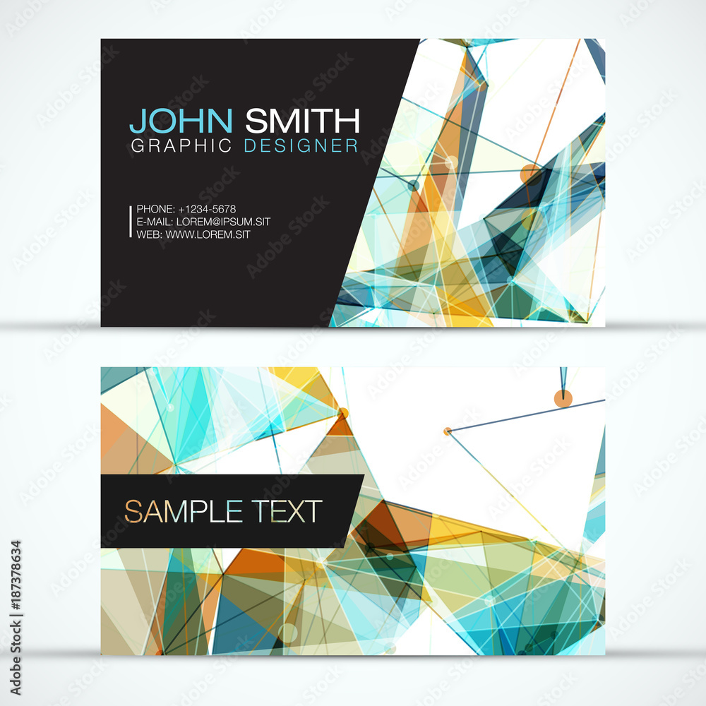 Poster elegant modern business card set - colorful polygon mesh on white background - eps10 vector design