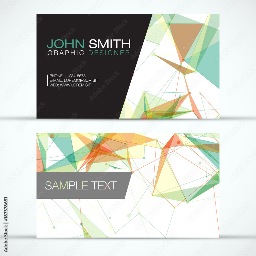 Poster elegant modern business card set - colorful polygon mesh on white background - eps10 vector design