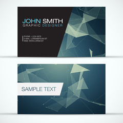 Fototapeta premium Elegancki nowoczesny zestaw wizytówka - jasny wielokąt siatki na niebieskim tle - projekt wektor eps10