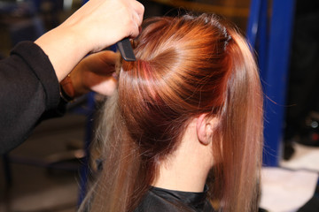 Fototapeta premium Hairdresser in hairdressing salon.