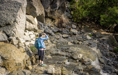 Yosemite Hiker Looks at Trail Ahead
