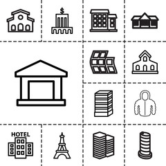 Urban icons. set of 13 editable outline urban icons