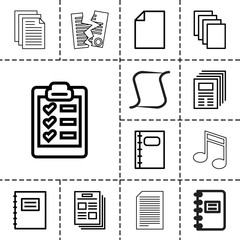 Sheet icons. set of 13 editable outline sheet icons