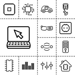 Tech icons. set of 13 editable outline tech icons