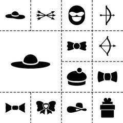 Bow icons. set of 13 editable filled bow icons