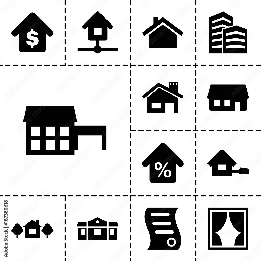 Poster real icons. set of 13 editable filled real icons