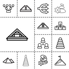 Fototapeta na wymiar Pyramid icons. set of 13 editable outline pyramid icons