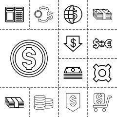 Exchange icons. set of 13 editable outline exchange icons