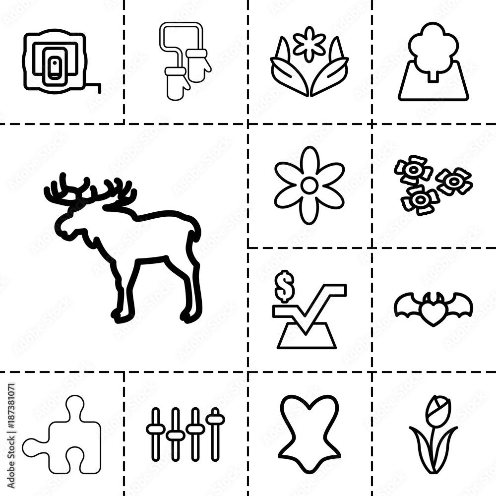 Poster pattern icons. set of 13 editable outline pattern icons