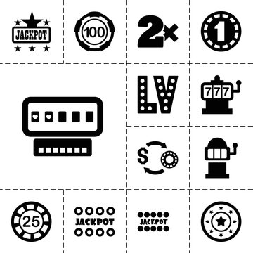 Jackpot icons. set of 13 editable filled jackpot icons
