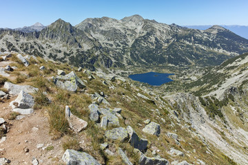 Amazing Landscape of Popovo lake, Dzhangal and Polezhan peaks from Dzhano peak, Pirin Mountain, Bulgaria