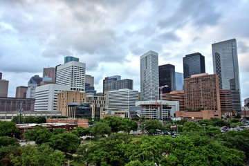 Fototapeta premium Houston Downtown Skyline with Cloudy Sky