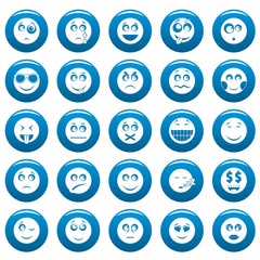Obraz na płótnie Canvas Smile icon set blue. Simple illustration of 50 smile vector icons for web