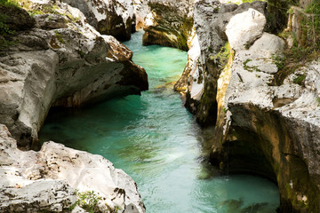 Fototapeta na wymiar View of Soca River in Triglav National Park, Slovenia