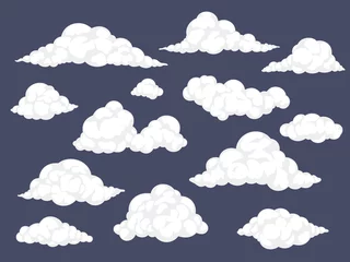 Foto op Canvas Set of cartoon clouds. Fluffy cloud vector illustration © mchlskhrv