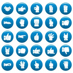 Gesture icons set blue. Simple illustration of 25 gesture vector icons for web