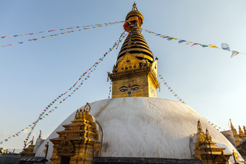 Swayambhunath Stupa - the holiest stupa of tibetan buddhism (vajrayana). Kathmandu, Nepal