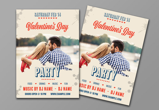 Valentine's Day Flyer with Brush Stroke Photo Effects