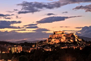 Poster Illuminated Acropolis in Athens, Greece at dusk © romanslavik.com