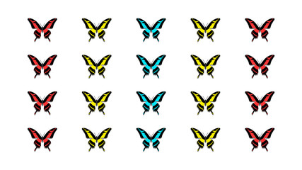Naklejka premium multicolored butterflies in the form of a matrix