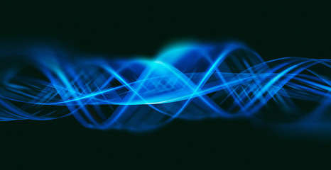 Glow swirl light effect. Magic ribbon isolated on black