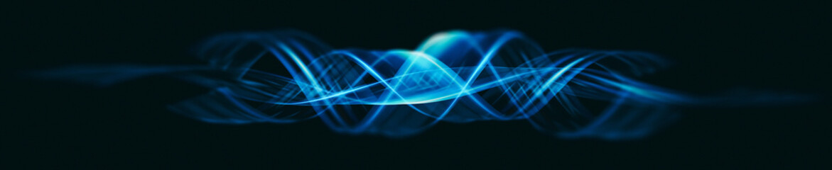 Glow swirl light effect. Magic ribbon isolated on black