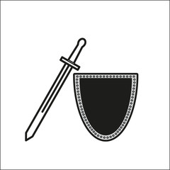 One sword with shield icon