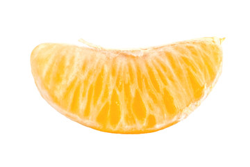 Peeled ripe mandarin isolated on white