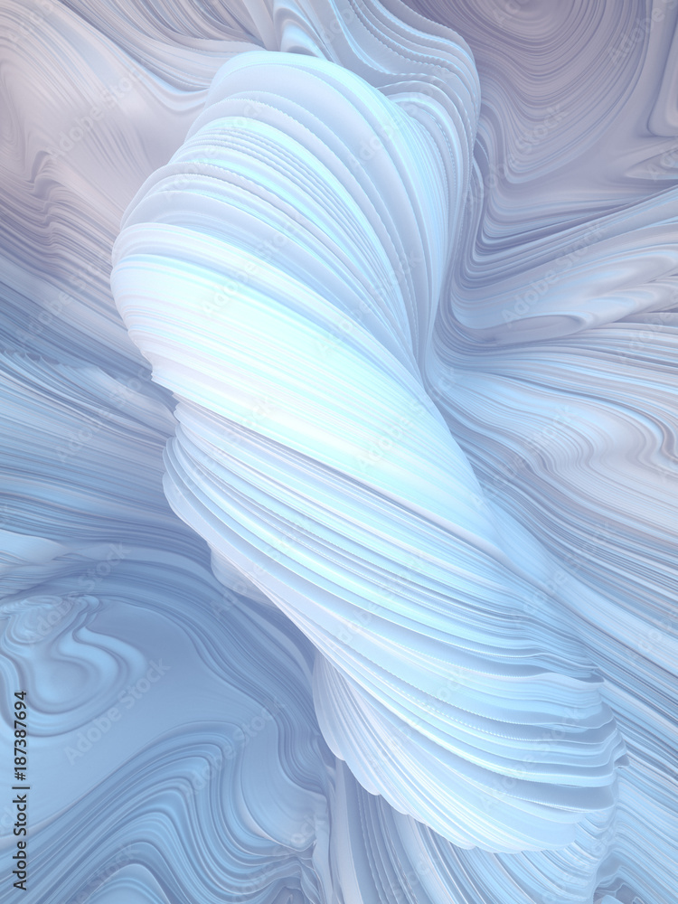 Poster White twisted shape. Computer generated abstract geometric 3D render illustration