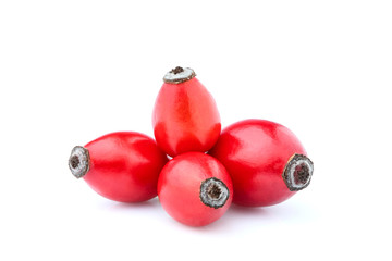 Rose hip berries isolated close up.