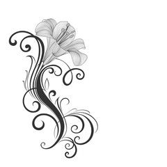 Hand-drawing floral background with flowers lily. Element for design. Vector illustration.