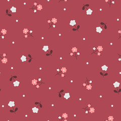 Cute floral seamless pattern. Abstract flowers and polka dot. © Anne Punch