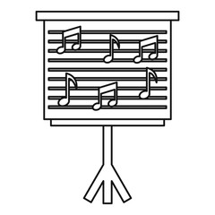 Musical notes on stand icon, outline style