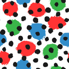 Obraz premium Colorful seamless pattern with round watercolour stains. Grunge, sketch, graffiti.