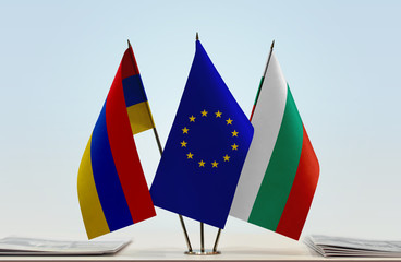 Flags of Armenia European Union and Bulgaria